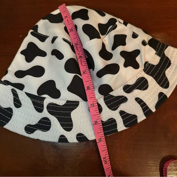 Cow Print Bucket Hat Black White Animal Summer Festival Coastal Cowgirl - Picture 5 of 7